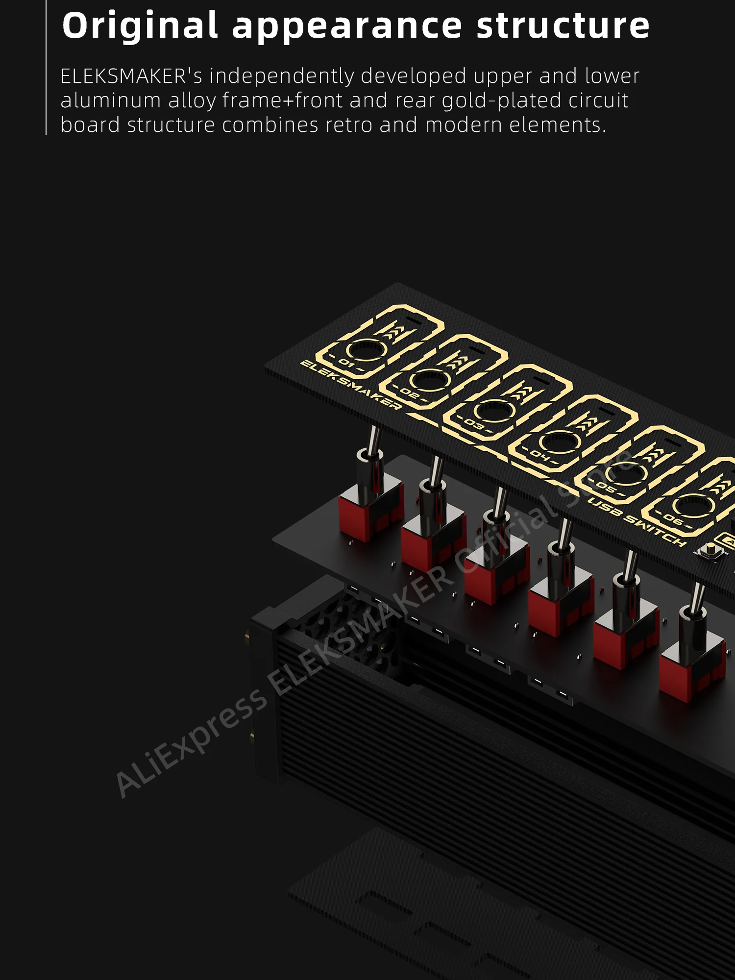 EleksMaker｜USB Switch, Independent Control, Button Switch, Retro Gold Plating, Table Setting, Sense of Ceremony