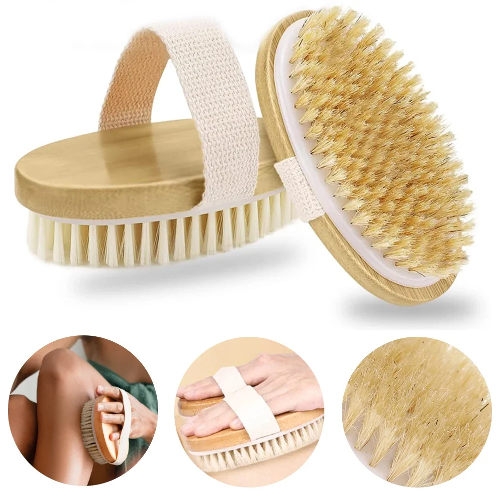 Exfoliërende Borstel 1Pc Natte En Droge Lichaamsborstel Exfoliator Met Zachte Borstelharen Verbeteren De Bloedsomloop Douchestortbody Scrubber Huid