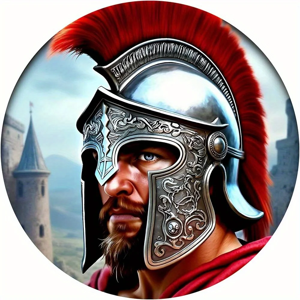 Retrato de Casco de Guerrero Centurión Romano - Placa Metálica Vintage Duradera para Decoración de Pared, Arte Medieval para Cuarto de Hombre