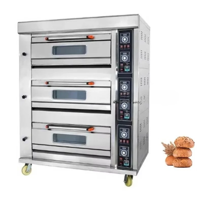 

Electric Bread Oven Baking Equipment 3 Deck 6 Tray Gas Bake