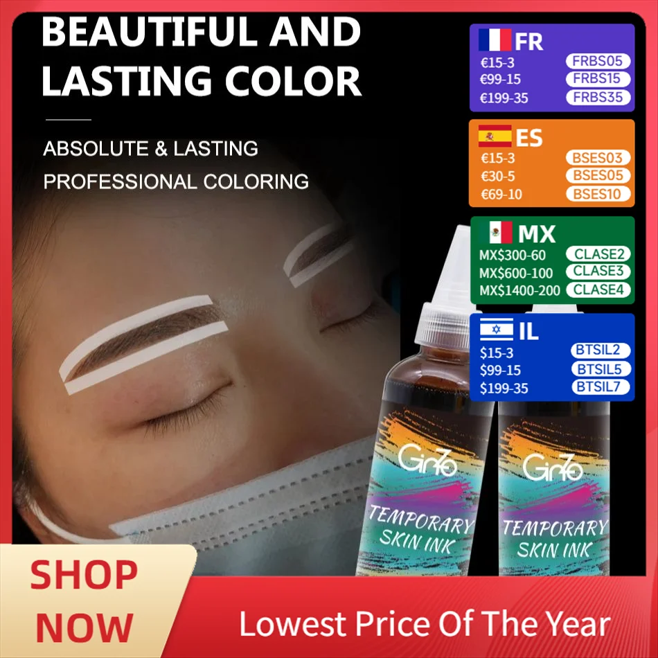 

30/100ml Eyebrow Tint Airbrush Inks Waterproof Brow Pigment for Semi Permanent Makeup 6 Colors Henna Eyebrows Tattoo Ink