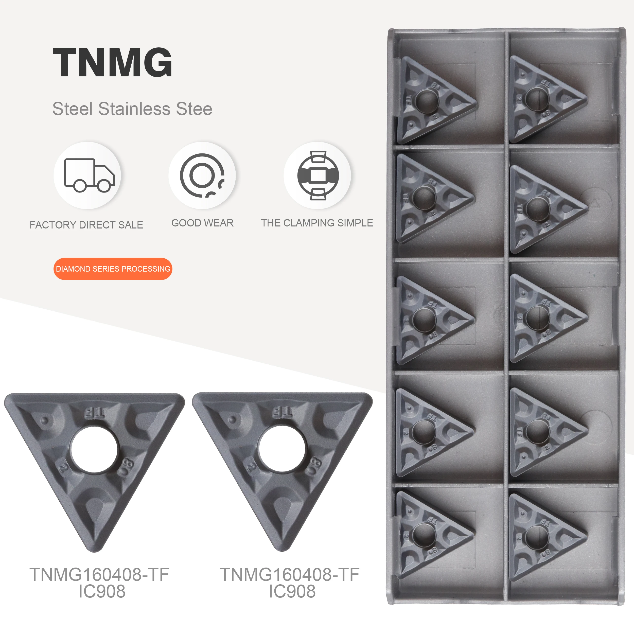 "Tnmg160404" tf ic907 "外部旋盤工具カーバイドインサートインサートインサート160404旋盤カッターツールの旋盤インサート