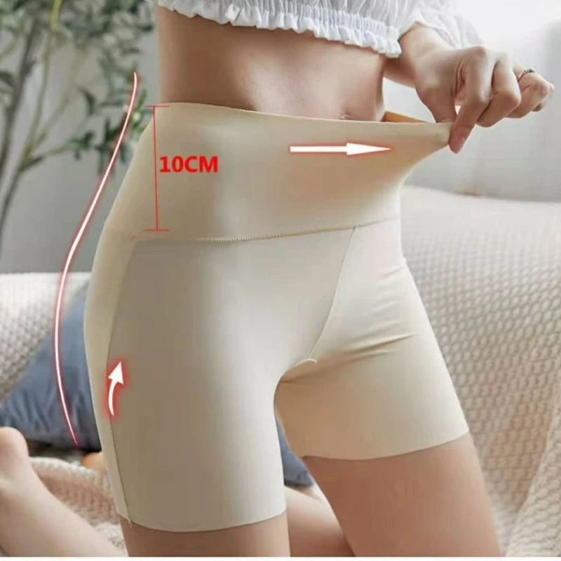 Safety Shorts Women Ice Silk Seamless High Waist Shaper Panties Breathable Boxer Briefs Plus Size Elastic Anti Rub Underpants