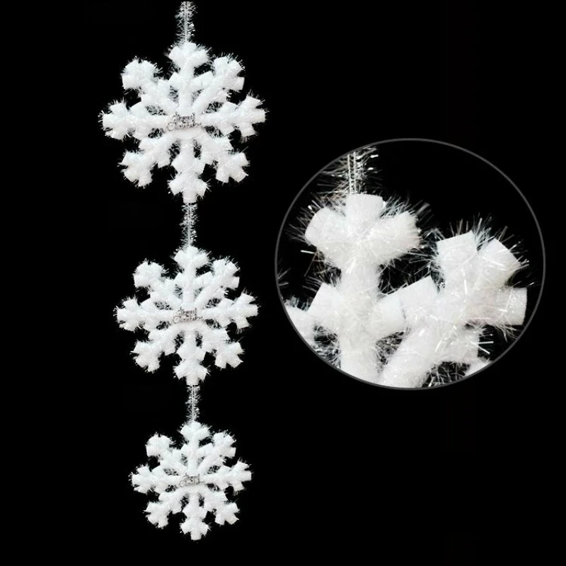 3D Snowflake Series Ornament String Sticker Pendant Christmas Tree Accessory Home Window Party Decor Sets
