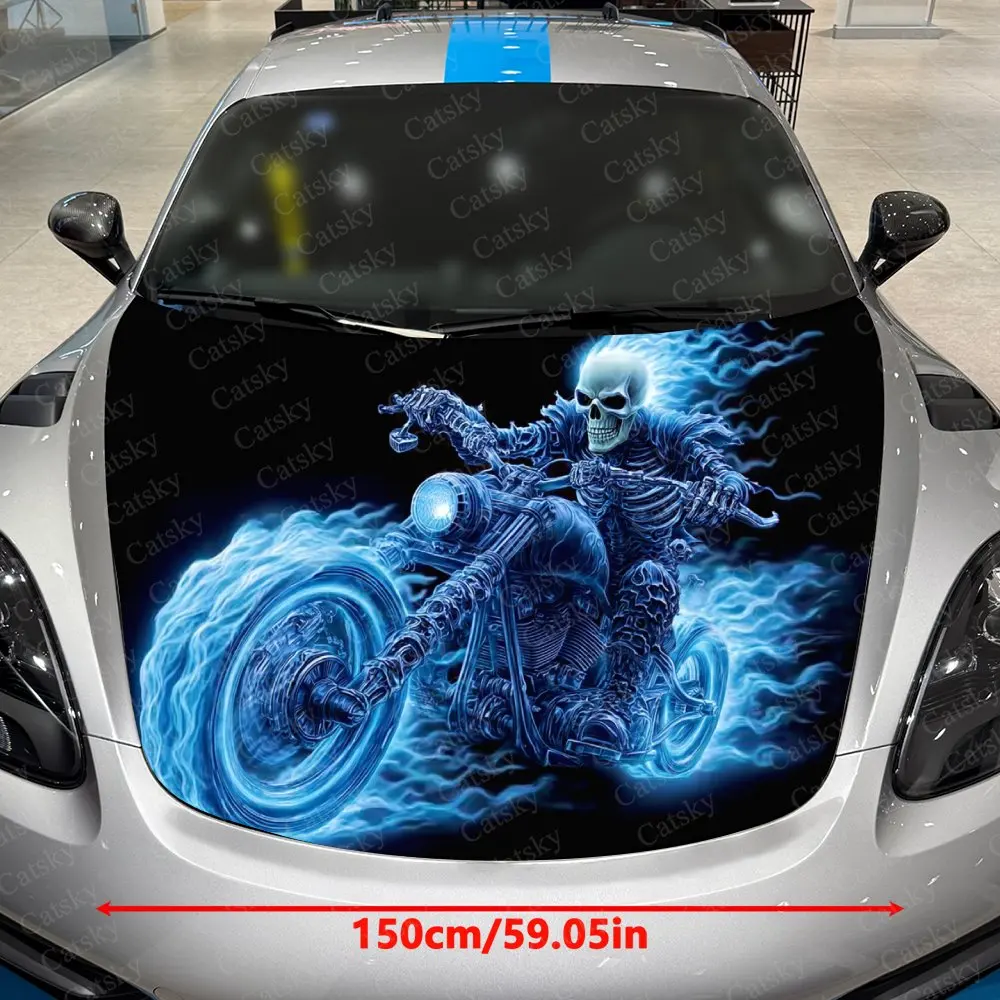 Ghost Rider Car Hood Decorative Stickers. It Enhances The Aesthetic Of The Vehicle And Can Be Easily Applied To Metal Surfaces.