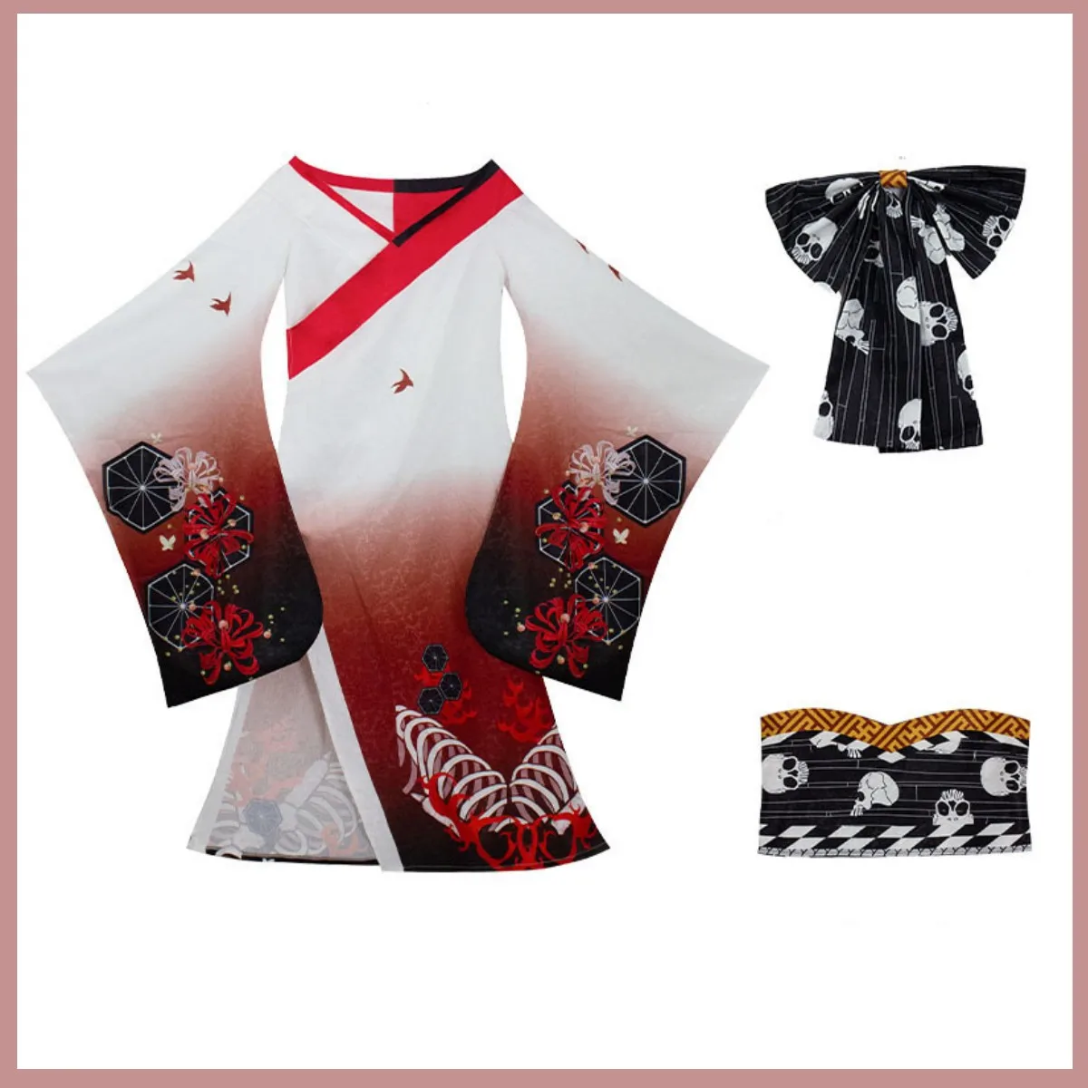 Anime Chainsaw Man Makima Cosplay Costume Hyakkiyakou‘s Shutendoji Japanese Kimono Bathrobe Wig Woman Sexy Halloween Suit