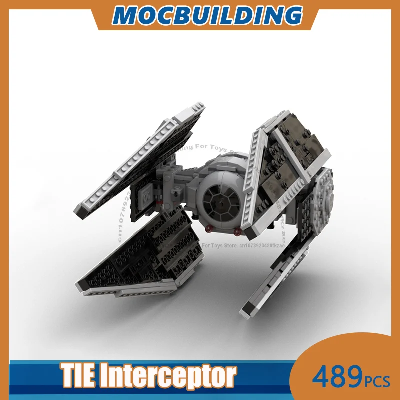 MOC Building Blocks TIE Interceptor Model DIY Assemble Bricks Space Collection Display Creative Educational Toys Gifts 489PCS