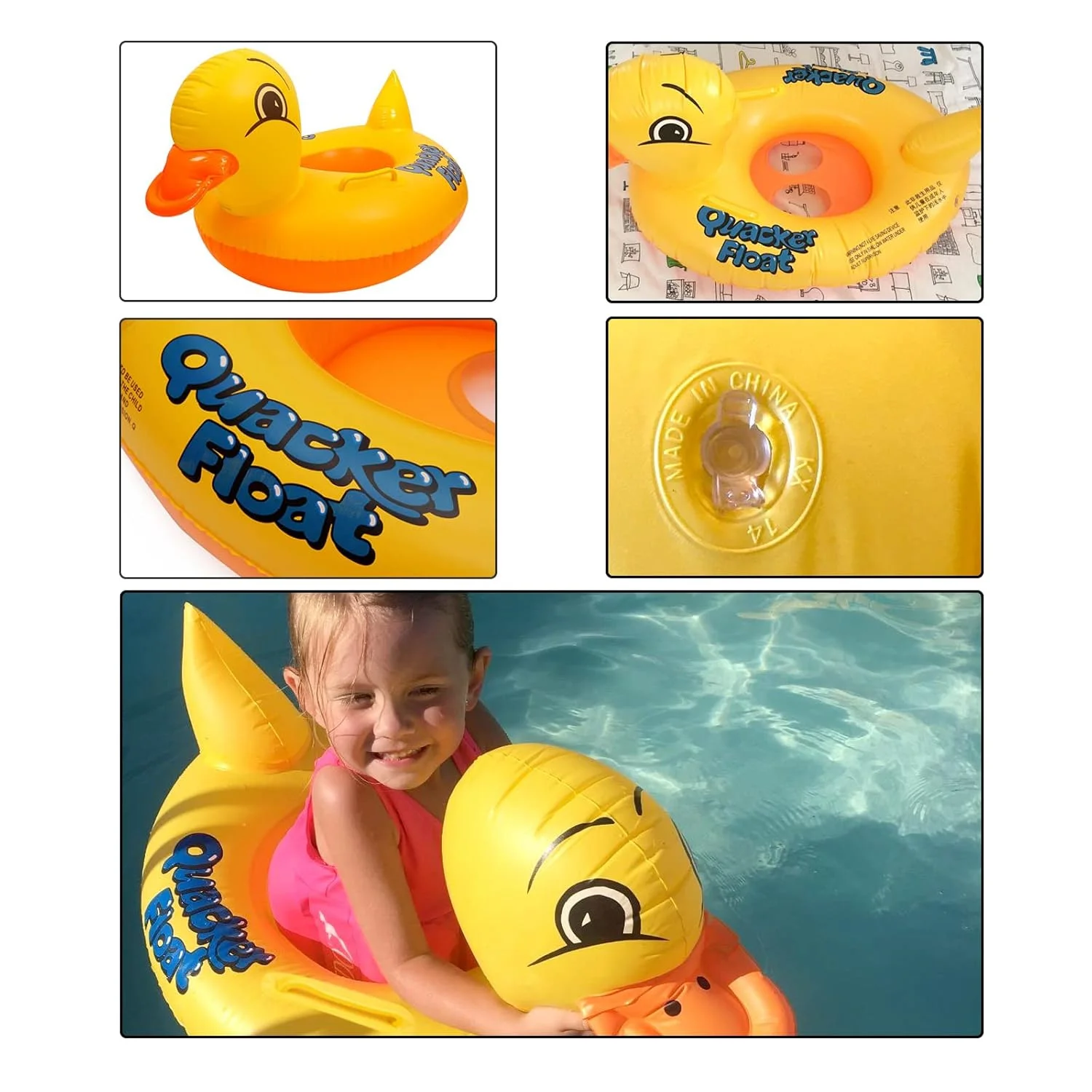 Duck Inflatable Toys for Baby Summer Water Toys Swimming Float Seat with Handle Outdoor PVC Inflatable Ring for Pool Beach