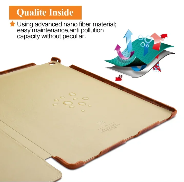 ICARER Oil Wax Vintage Genuine Leather Folio Case for iPad Pro 12.9 inch(2015) iPad Air 9.7 inch (2015)