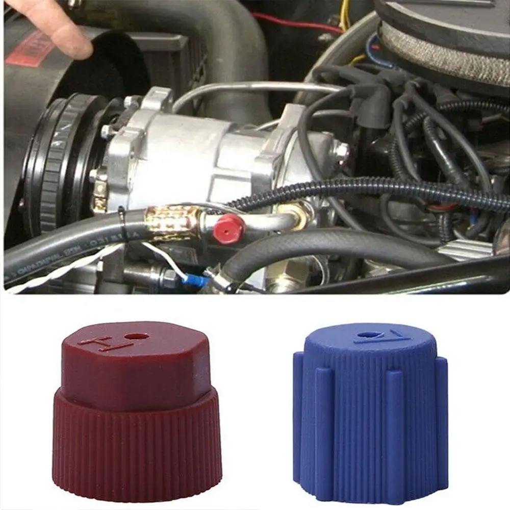 4/12 Pieces Air Conditioning Service Port R134a Side Air Conditioner Cap 13mm Blue & 16mm Brown Conversion Kit Plastic