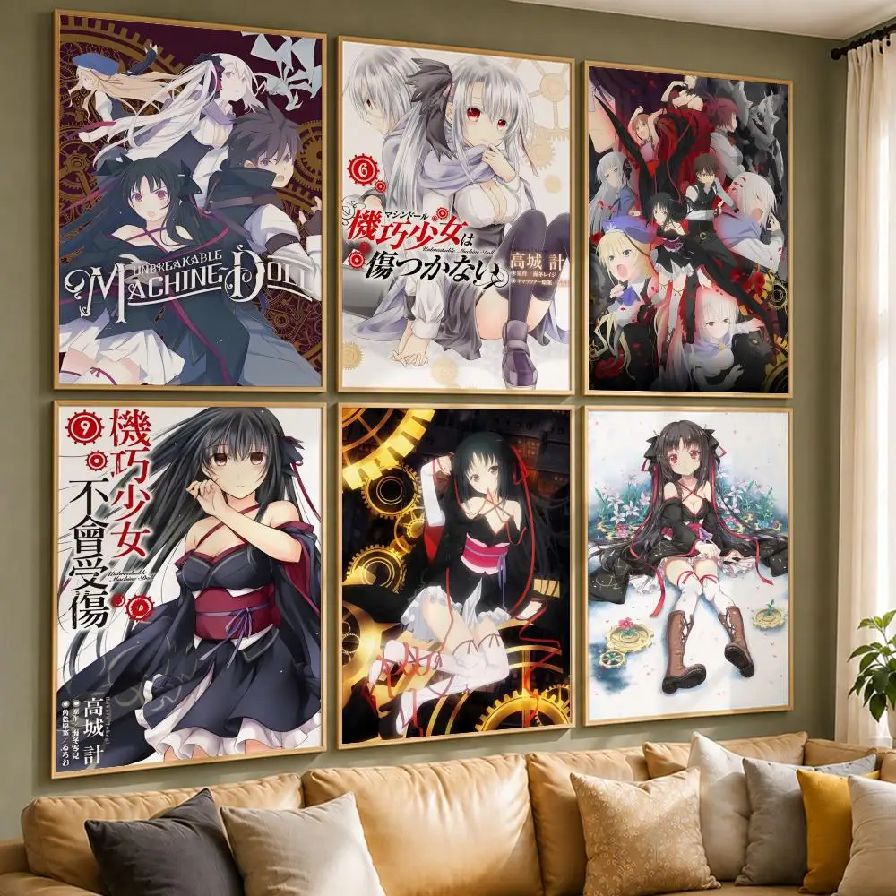 Mecha Anime U-Unbreakable Machine-DollS Poster Vintage Retro Anime Poster Stickers Peel and Stick Wall Art Home Decor