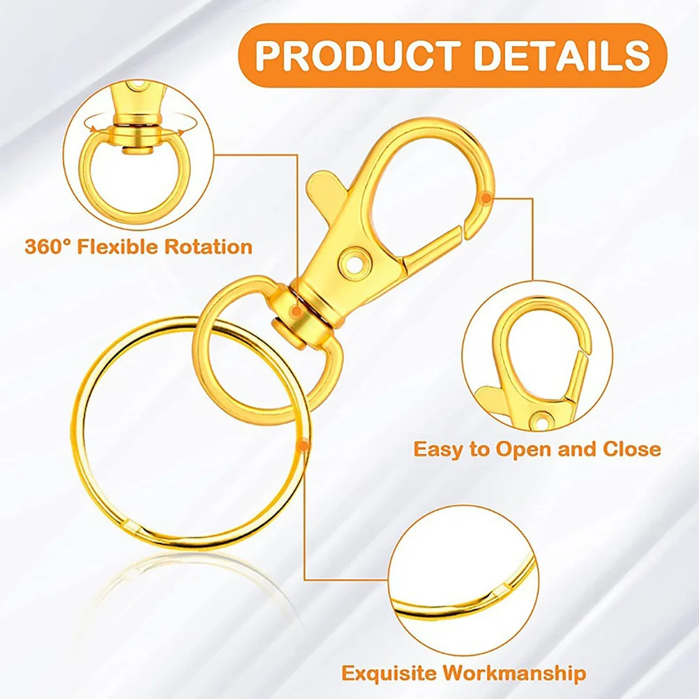 

1 set 1 Set Alloy Keyring Lobster Clasps Diy Jewelry Accessories Durable Rotatable Buckles For Keychains Bracelets Crafts