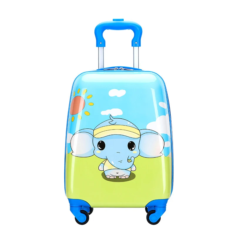 Waterproof Zipper Mala com Spinner Roda, Student School Bag, Kids Trolley Case, Cartoon Bagagem, Bonito, Novo, 18"