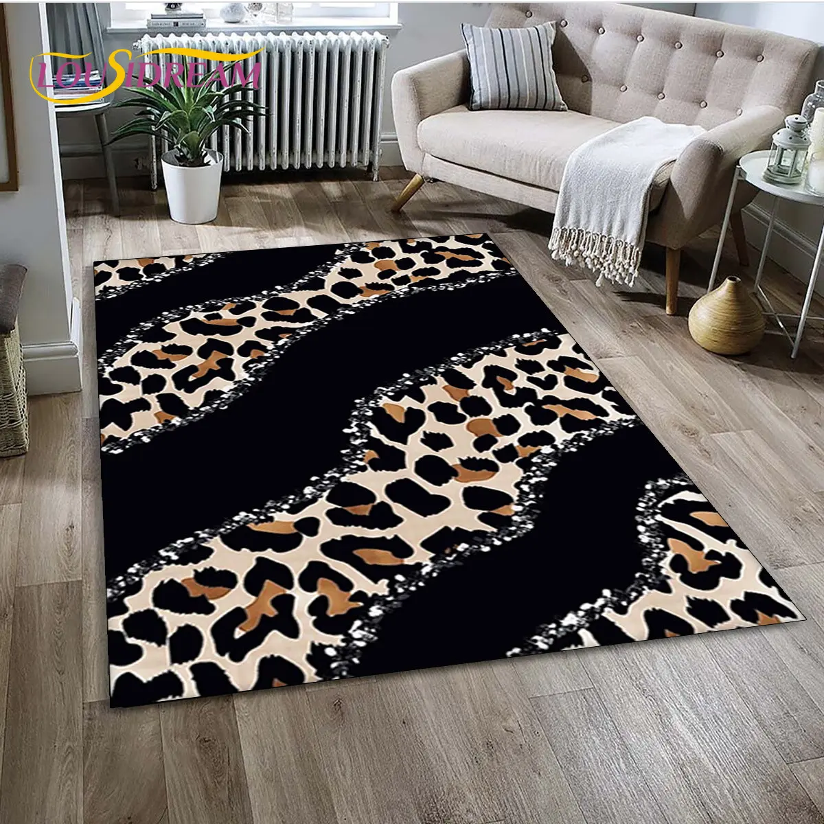 3D Wild Leopard Print Series Area Rug,Carpet Rug for Home Living Room Bedroom Sofa Doormat Kitchen Decor,kids Non-slip Floor Mat