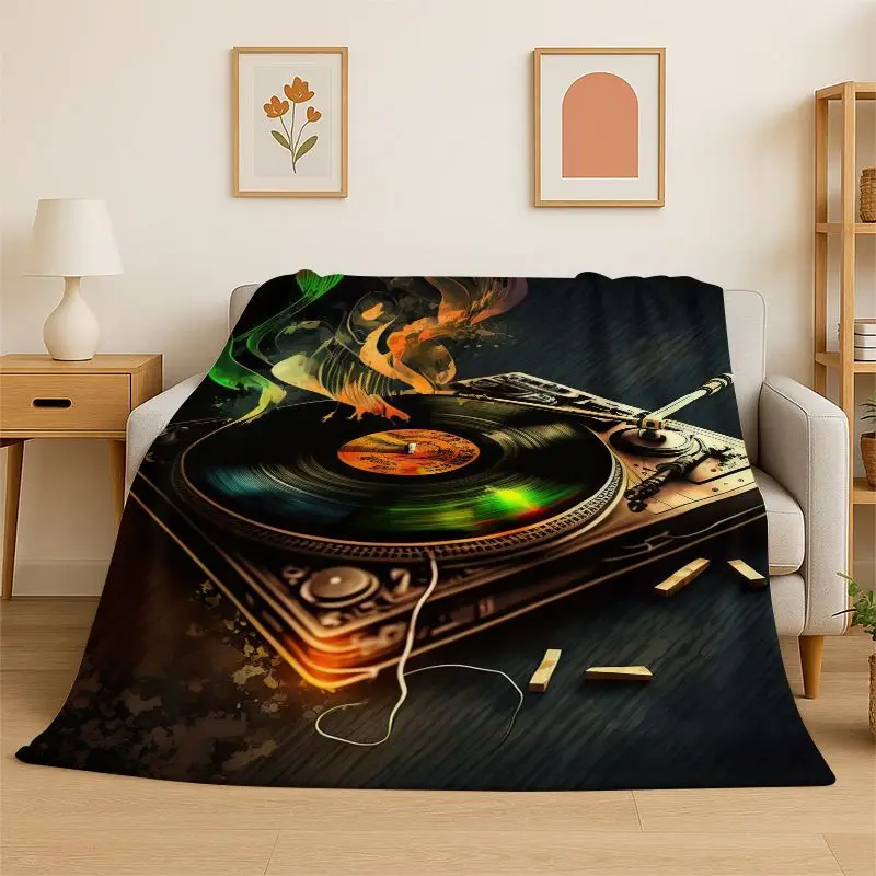 Fashion Musical Note Instrument Staff Art Flannel Blanket Soft Throw Blanket for Bedroom Living Room Bed Travel Camping Nap Gift