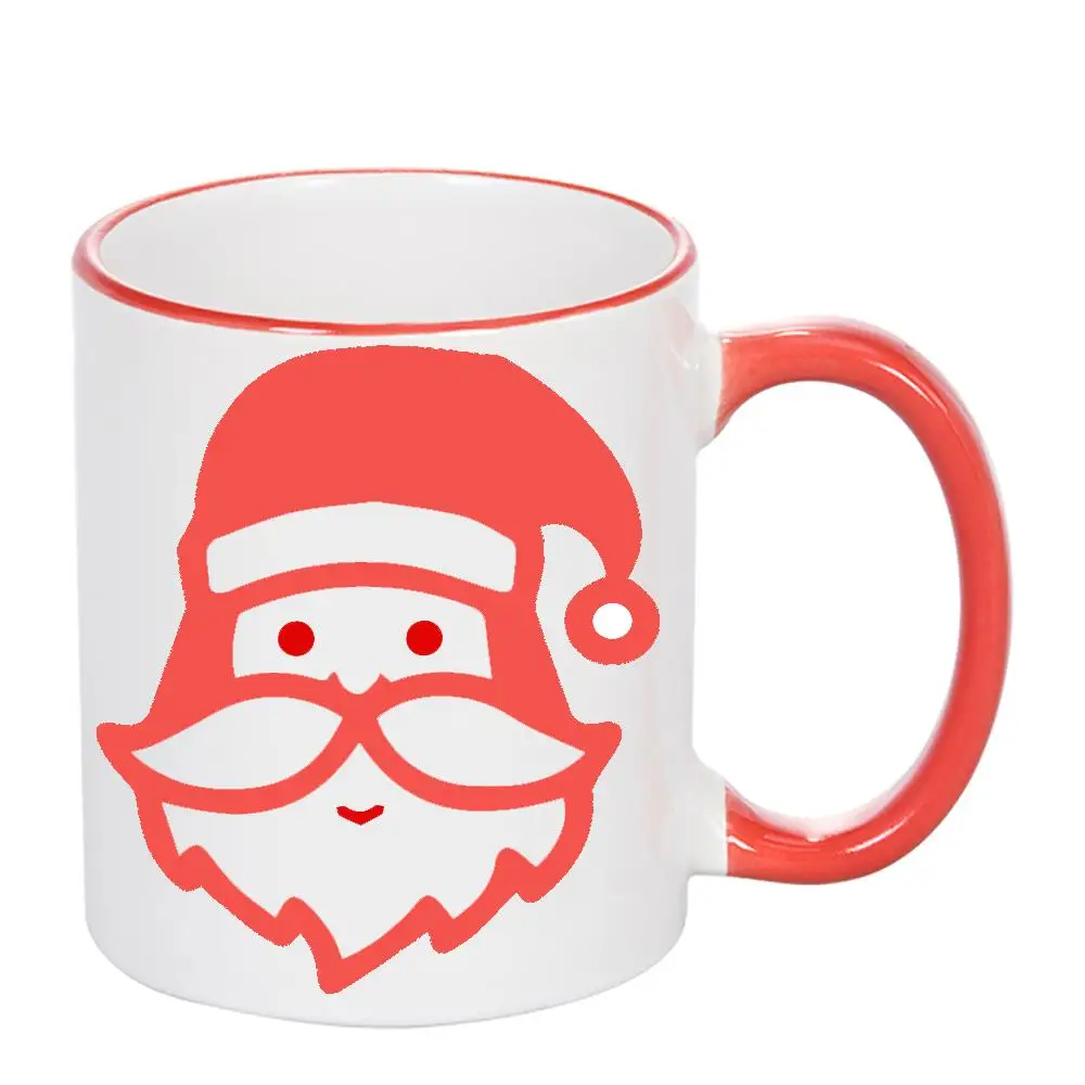 

Sublimed 11 oz Christmas mug mug can be customized with Santa mug rim and handle colorful mug