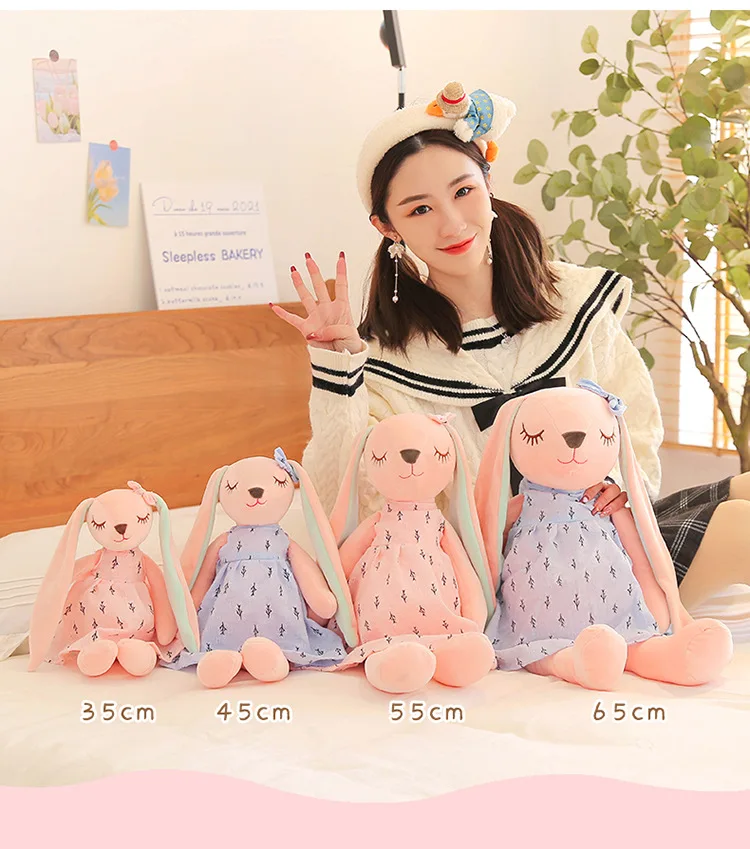 35 cm große Oster-Babyhasenfigur, rosa und blau, An'an Rabbit, beruhigende Geschenkpuppe für Kinder, Plüschtier mit superweichem Fell. – Detail 7