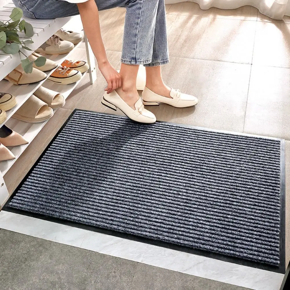 Non-Slip Stripe Groove Door Mat Water-absorbent Dirt-resistant Corridor Rug Rectangular Anti Fouling Welcome Mat Entryway