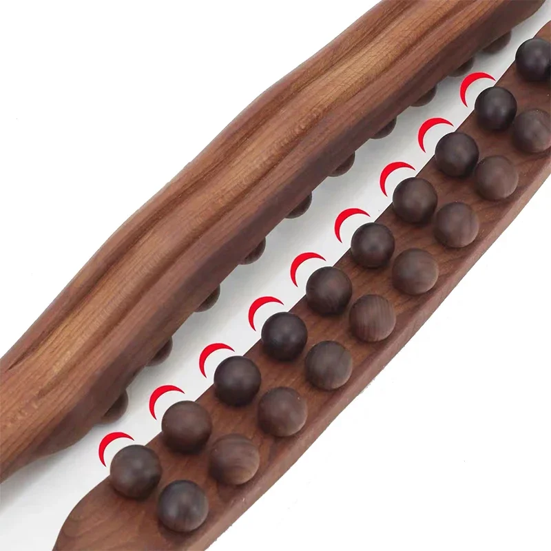 8/20 Beads Gua Sha Massage Stick Carbonized Wood Back Scrapping Meridian Therapy Wand Muscle Relaxing Body Massager Guasha