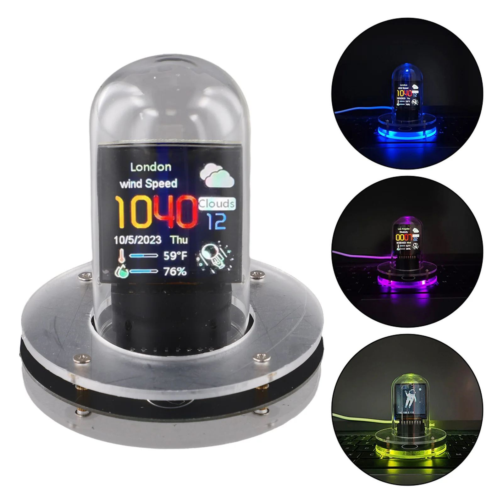 Glow Smart Optical Tube Clock WIFI Networking Automatic Update Digital Computer Electronic Album Table Clock Desktop Ornament