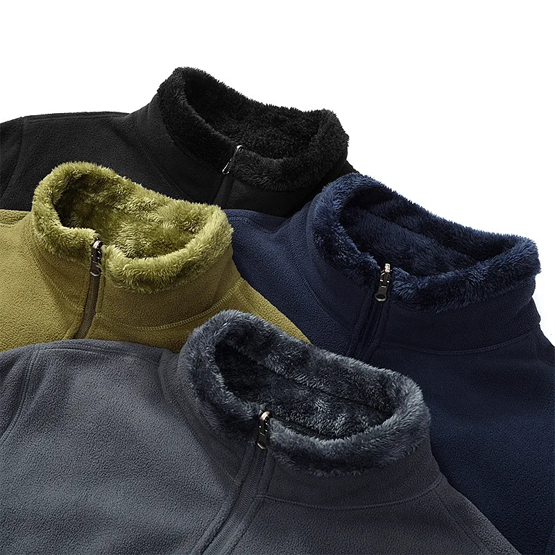 

Winter fleece with thickened fleece men's fleece jacket stand collar double-sided fleece outdoor windproof and warm