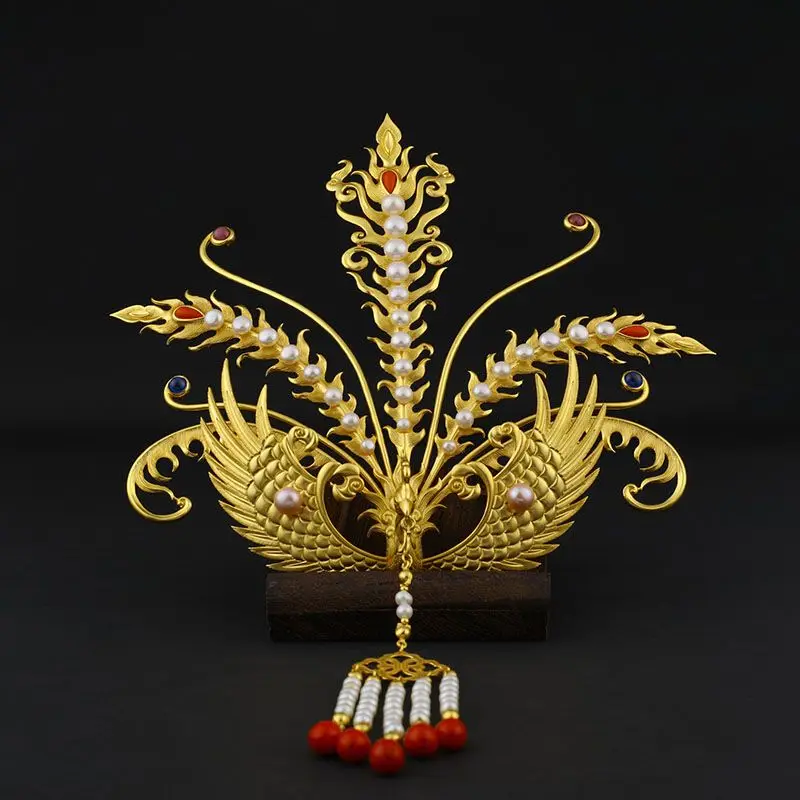 Antique Pure Copper Gold Plated Hairpin Cake Flower Silk Hairpin Hanfu Accessories Hashen Cover All-match Hair Hairpin Hair
