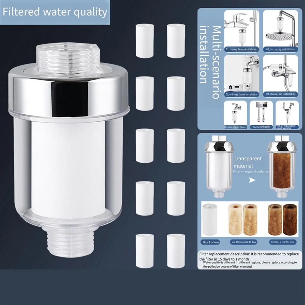 

A78I Water Outlet Purifier Kits Universal Faucet Filter Kitchen Bathroom Shower Household Filter PP Cotton