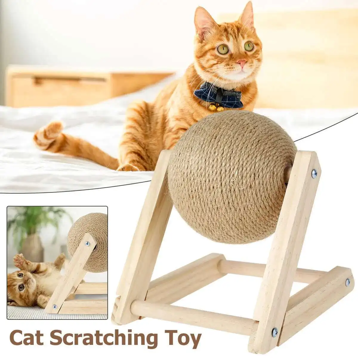 

Cat Scratching Ball Toy Sisal Rope Ball Board Grinding Paws Toys Kitten Scratcher Wear-resistant Claw Sharpener Pet Supplies