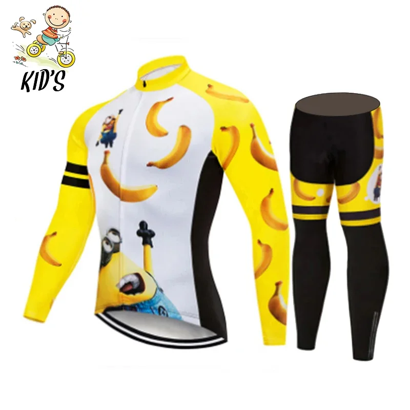 2021 Kids Cartoon Cycling Jersey Set Children Long Sleeve Autumn Cycling Clothing MTB Ropa Ciclismo Outdoor Riding Bike Uniform