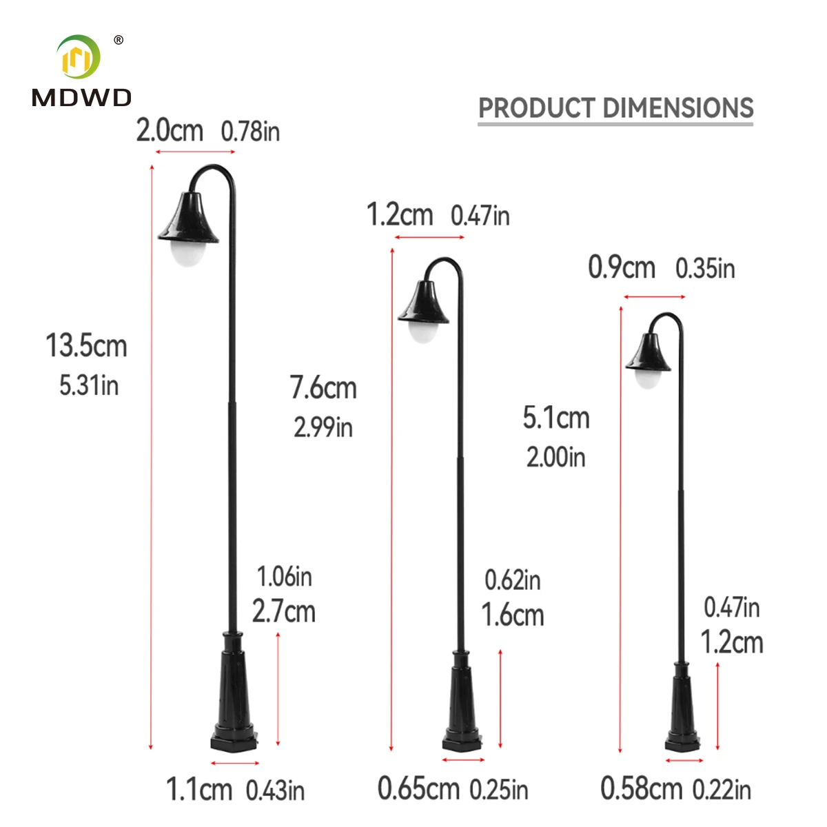 

3pcs 4.6-13.7cm Miniature Street Lamp Model 3V Led Lights HO Train Railway Building Scene Layout Material Diorama Kits