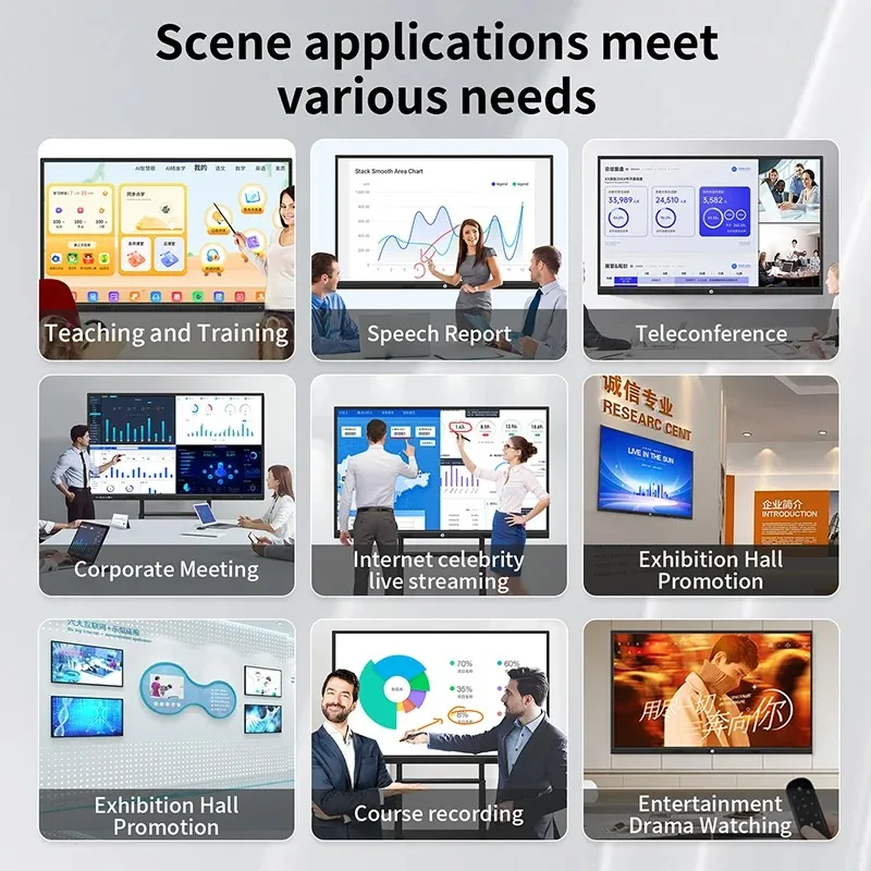 55 65 75 85 86 98 110 Inch Pen Finger Touch Interactive Flat Panel 4k Lcd Digital Interactive Smart Boards for Schools Teaching