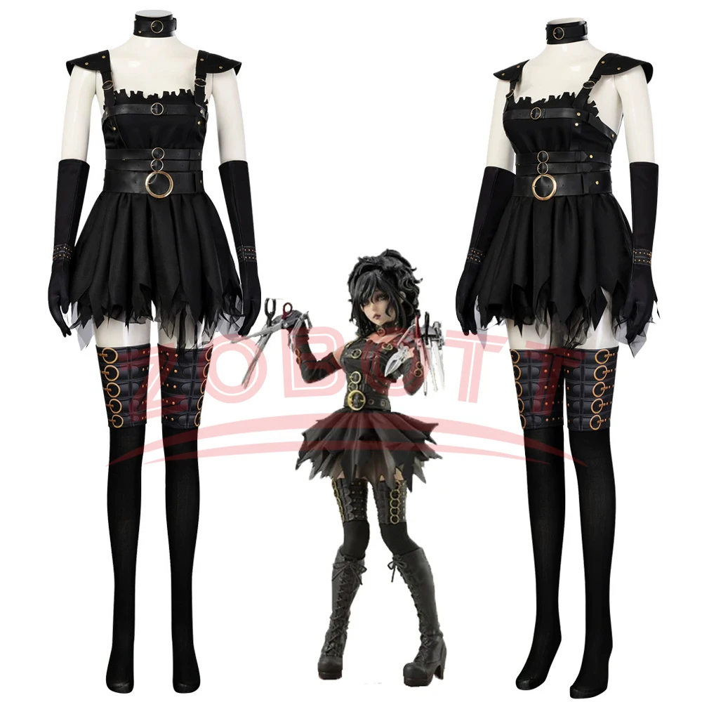 

Movie Edward Scissorhands Cosplay Costumes Adult Women Halloween Party High quality Dress For Women Men Glove Accessories