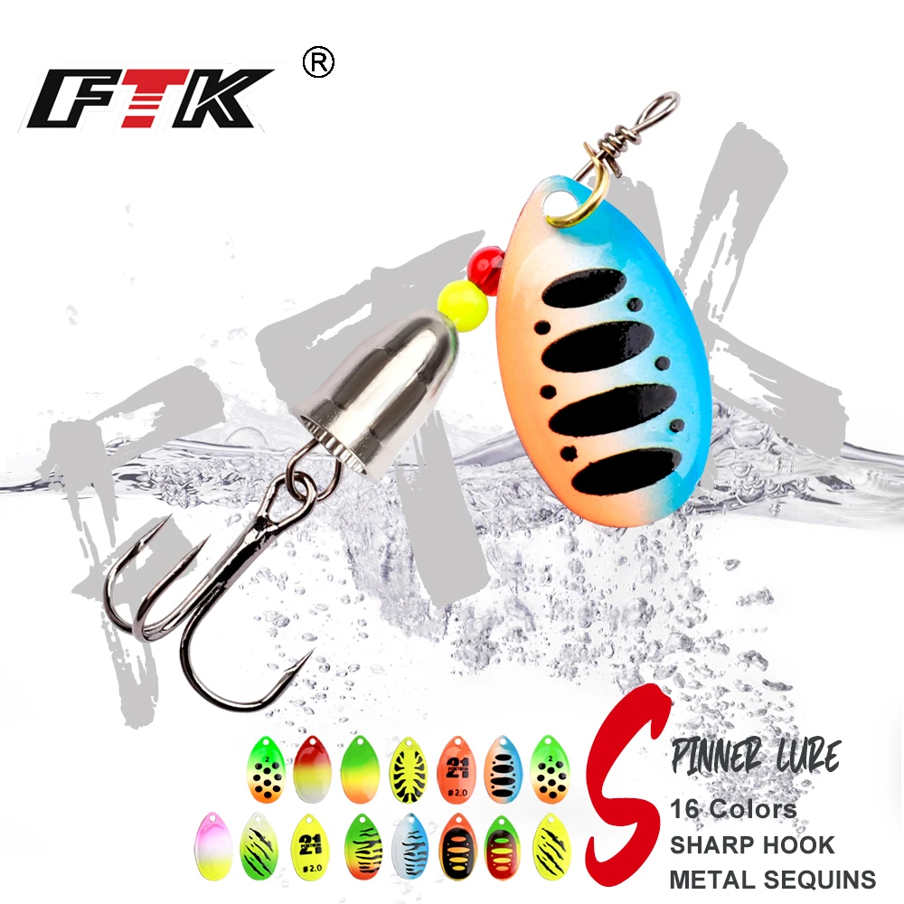 

FTK Metal Fishing Lure JIG 4g Rotating Spinner Bait High Quality Hard Baits Treble Hook Fishing Tackle Pike