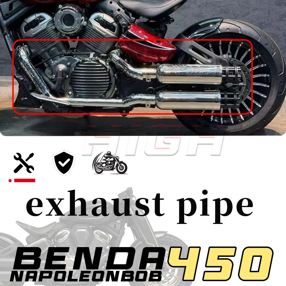 

BENDA NAPOLEON BOB 450 right-side dual Gatling exhaust pipe napoleon bob 450 450 napoleon bob
