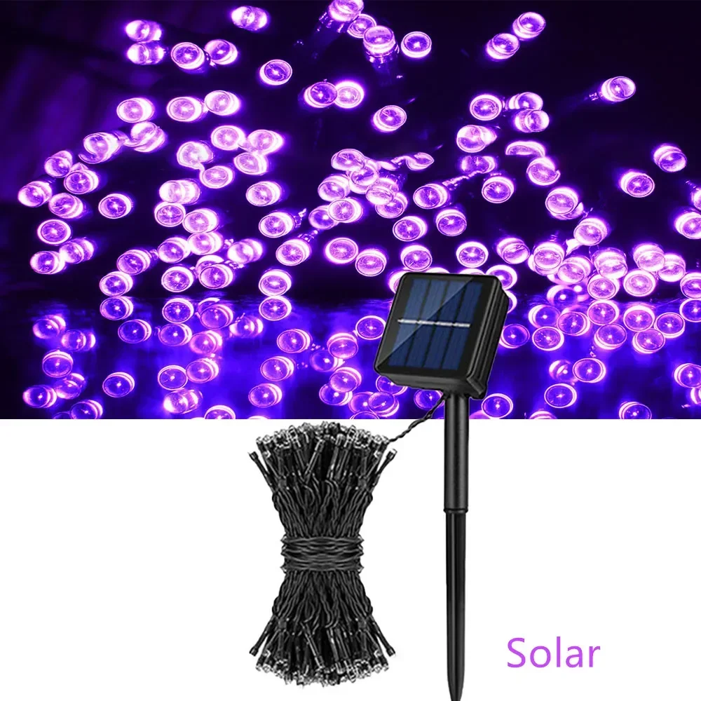 8 ألوان في الهواء الطلق ضوء الشمس حديقة دافئة/أرجواني/RGB LED قطاع سلسلة الجنية أضواء الشمسية مصباح مقاوم للماء جارلاند زينة عيد الميلاد #3