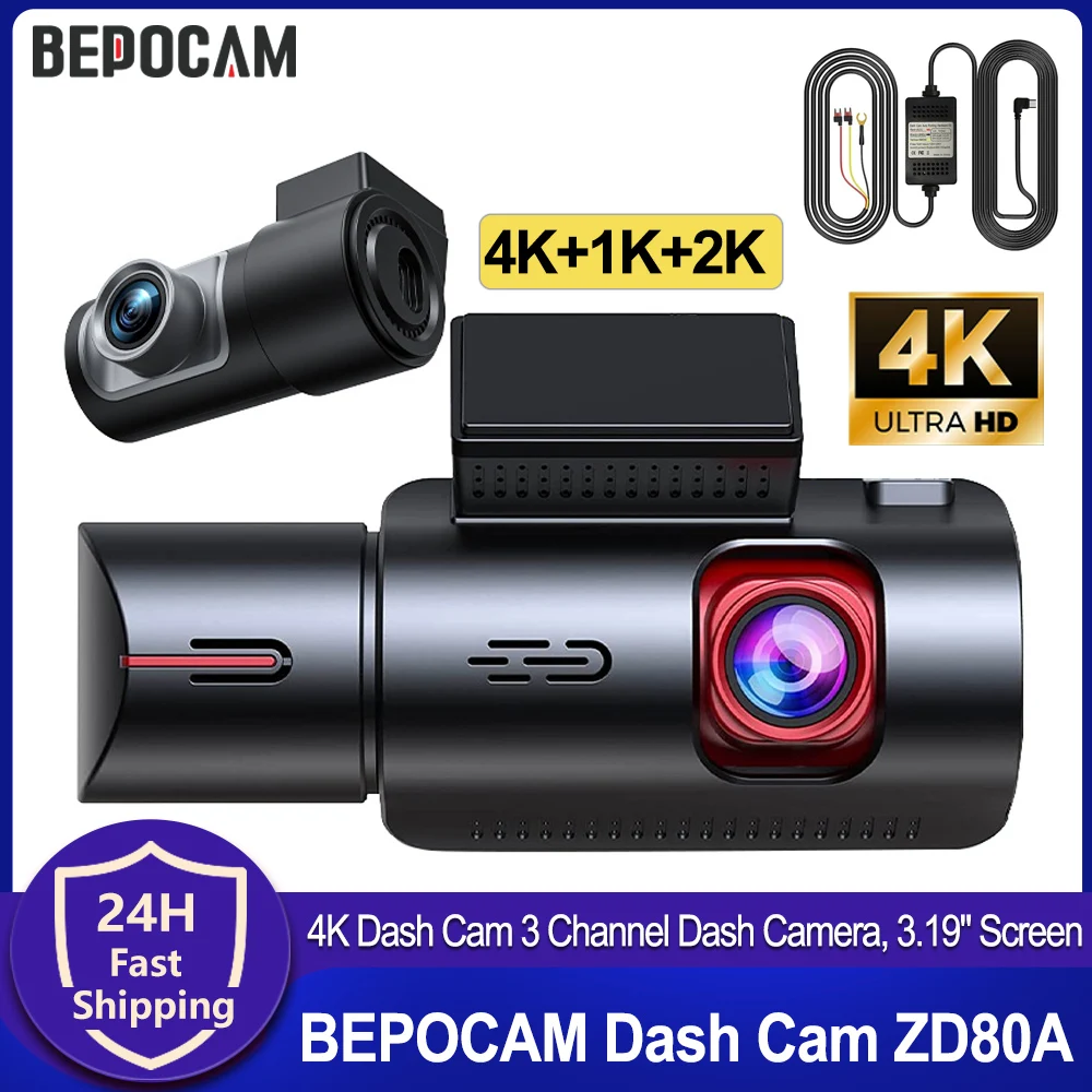 BEPOCAM Dash Cam 4K+1K+2K Car DVR Video Recorder 5.8Ghz WiFi Built-in GPS 3.19