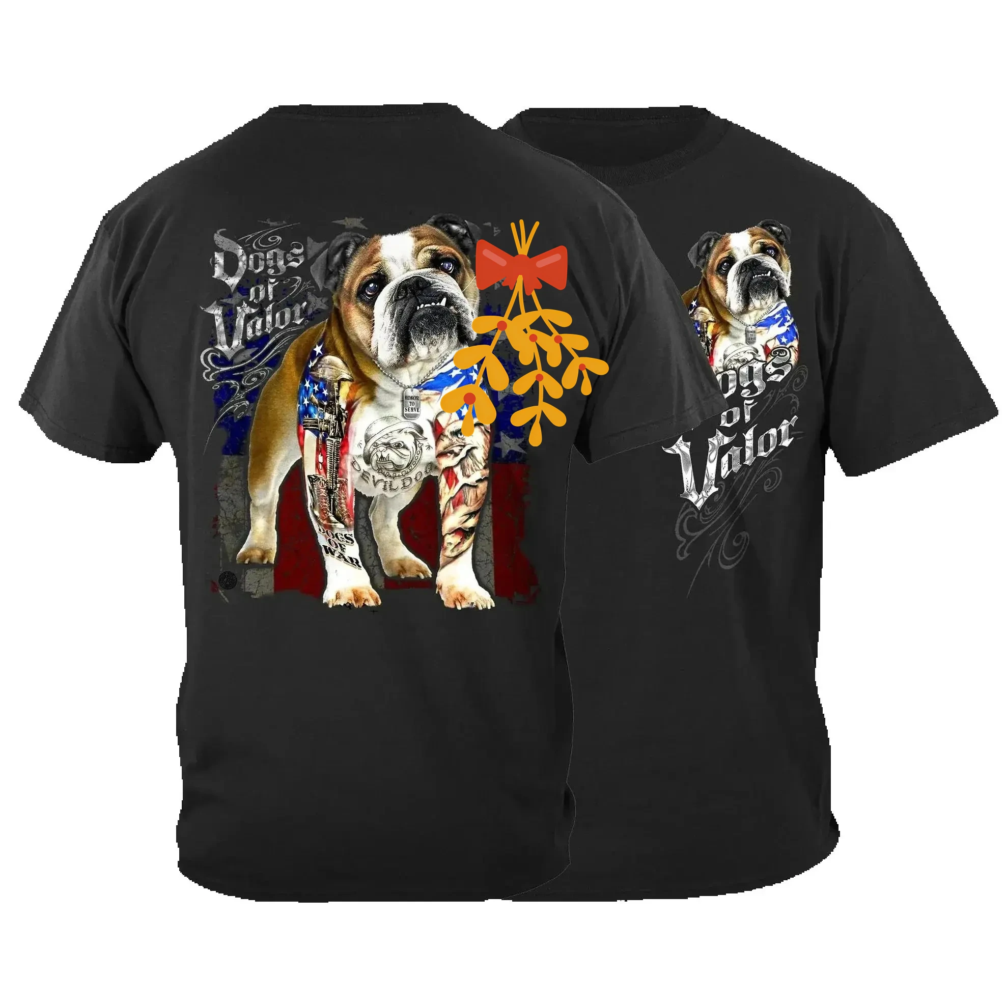 American flag dog T-shirt 100% cotton O-neck summer short sleeve brave bull dog casual men's T-shirt size S-3XL