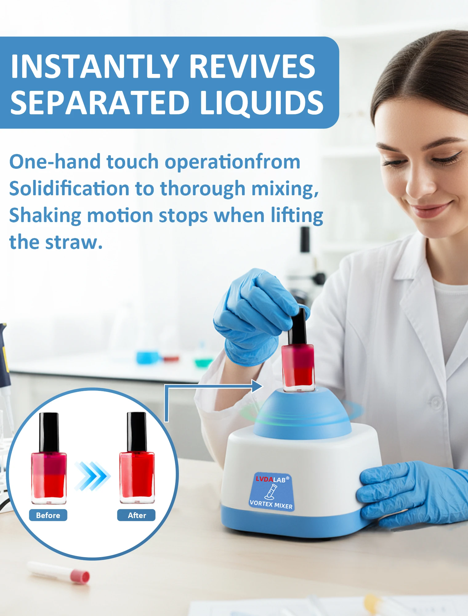 3000rpm Mini Vortex Mixer for Eyelash Glue Nail Polish Tattoo Ink Shaker, 100ml DIY Model Paint Lab Mixer with 120 Mixing Balls