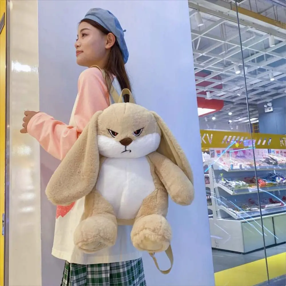 Long Ear Rabbit Anger Bunny Plush Backpack Cute Animals Large Capacity Long Ear Rabbit Plush Backpack 35cm Backpack