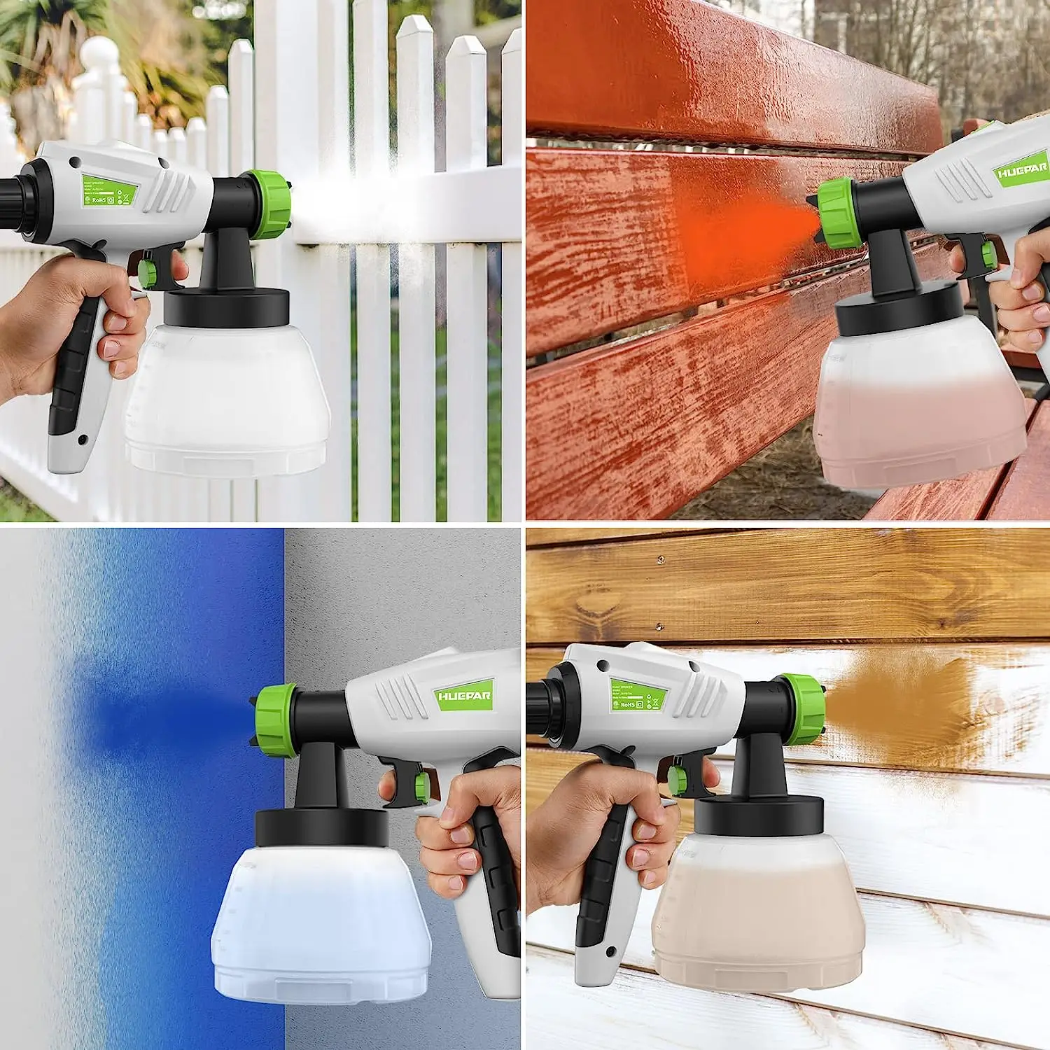 800W Power Electric Paint Sprayer Home&Outdoors Spray Gun with 1300ML Detachable Tank Max 1200ml/min 3m Hose(detachable)