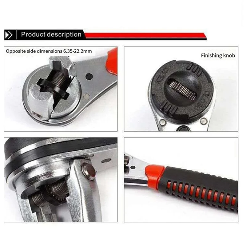 EYFL-2X مفتاح ربط بسقاطة عالمي قابل للتعديل مناسب لمفتاح ربط قابل للتعديل برغي 6-22 مم مع مقبض مضاد للانزلاق.