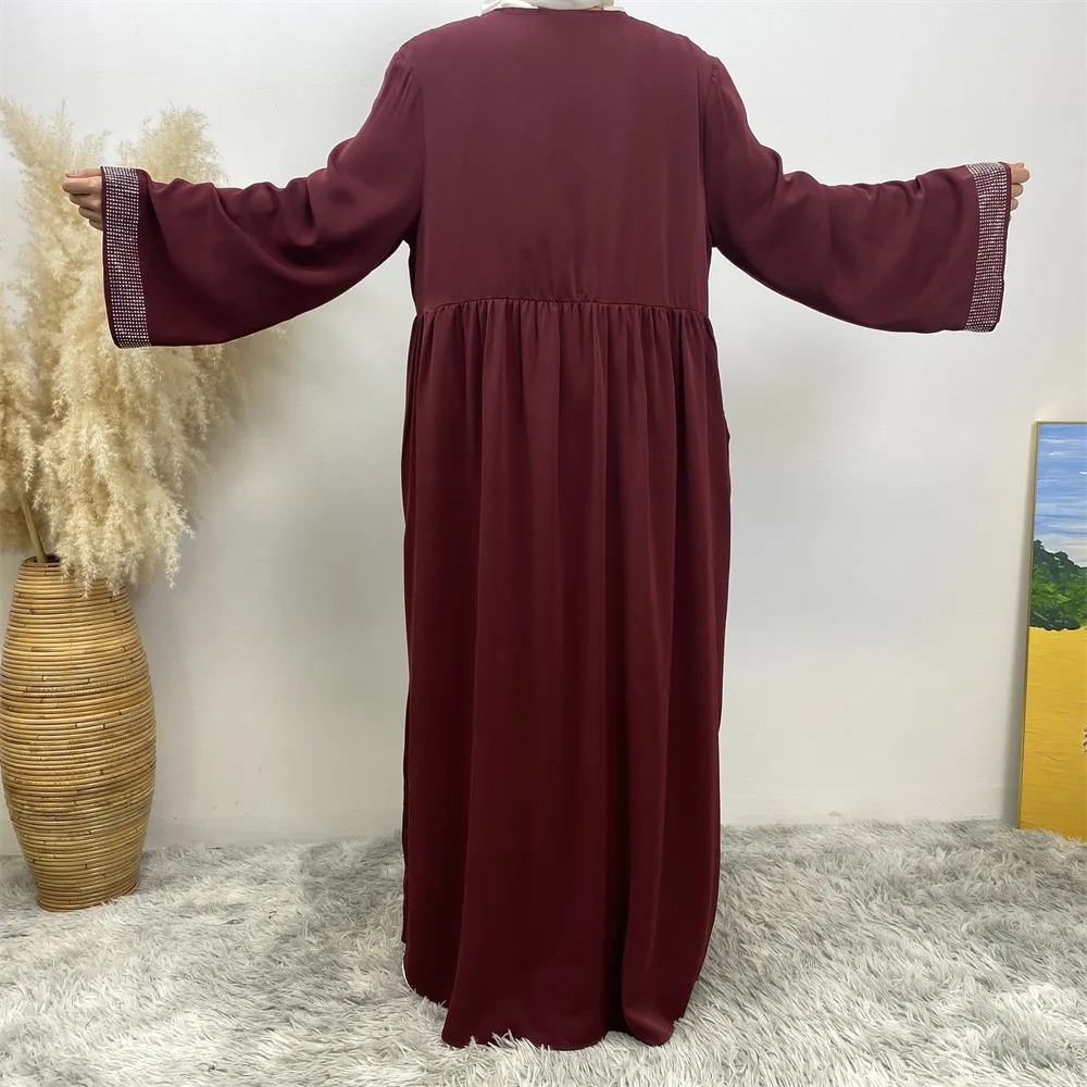 Abayas for Women Muslim Dress Kimono Hijab Dresses Solid Kaftan Eid Islam Clothing Kebaya Ramadan Abaya Jilbab Pearl Dubai Robe