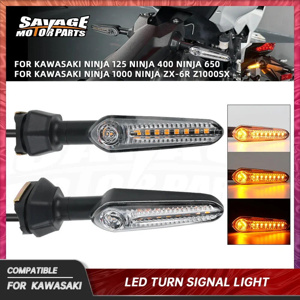 

Rear LED Turn Signal Light For Kawasaki Ninja 125 400 650 1000 ZX-6R Z1000SX 2017-2022 Motorcycle Flowing Flash Indicator Lamp