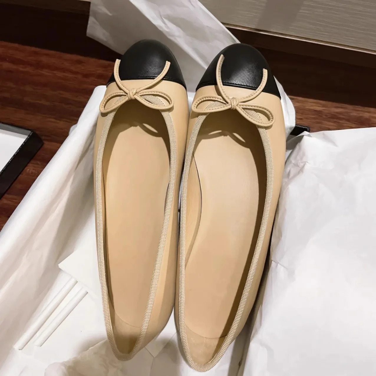 soft-bottom-knot-round-toe-slip-on-women's-shoes-classic-color-block-flat-heel-mary-jane-flats-comfortable-fashionable