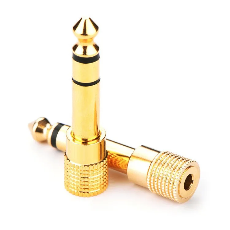 5Pcs 6.5mm Male to 3.5mm Female Audio Adapter Gold Plated 6.5 to 3.5 MIC Microphone Amplifier Converter Connector