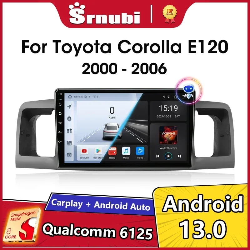 

Android 13 Car Radio Qualcomm SM6125 For Toyota Corolla E120 2000 - 2004 2 Din Stereo Multimedia Video Player GPS Carplay Auto