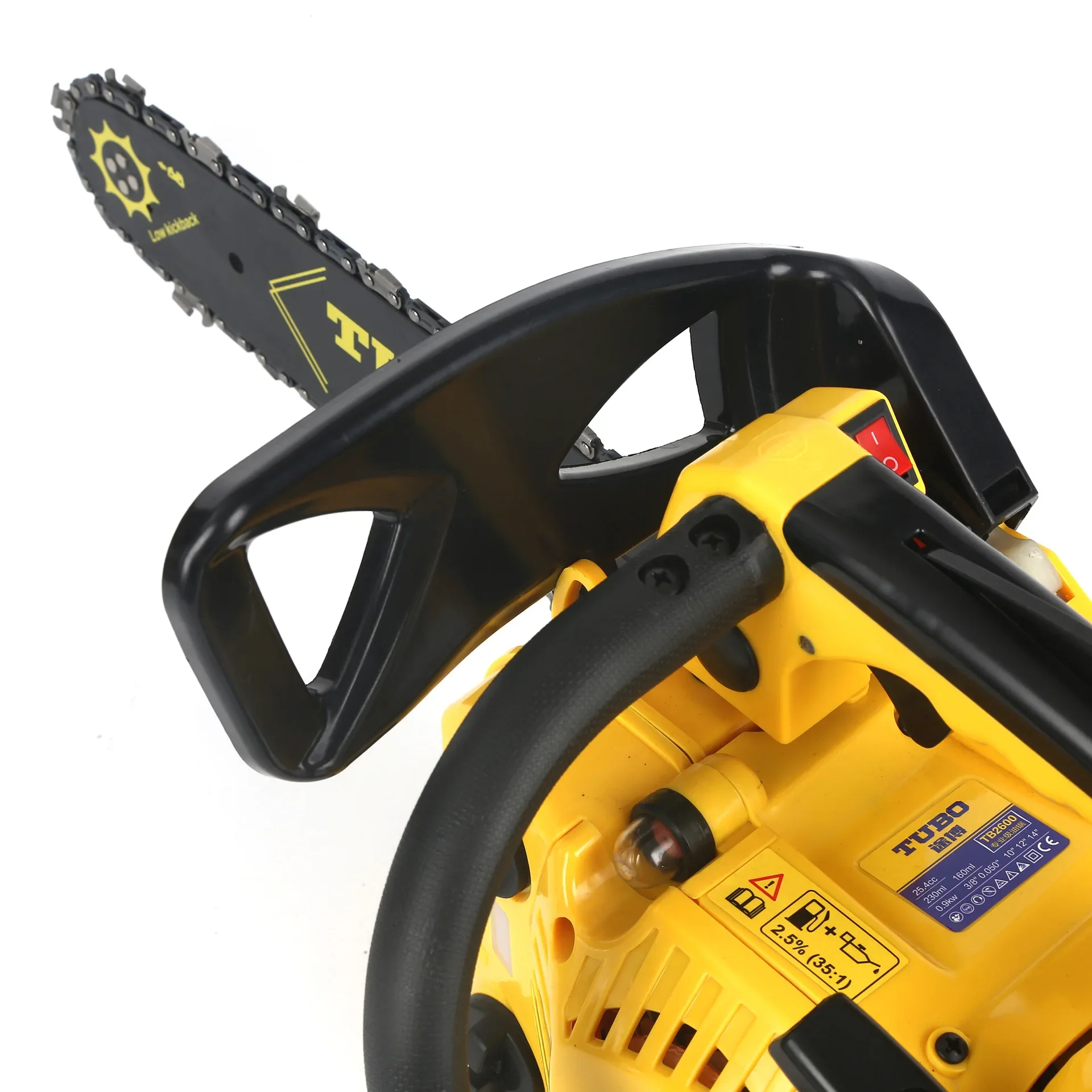 เบนซินเลื่อยแบบพกพาตัดเครื่องมือลูกโซ่ 0.9KW 25.4CC 3.3KG Professional Grade Chainsaws ในครัวเรือน Moso ไม้ไผ่เข้าสู่ระบบ SAW