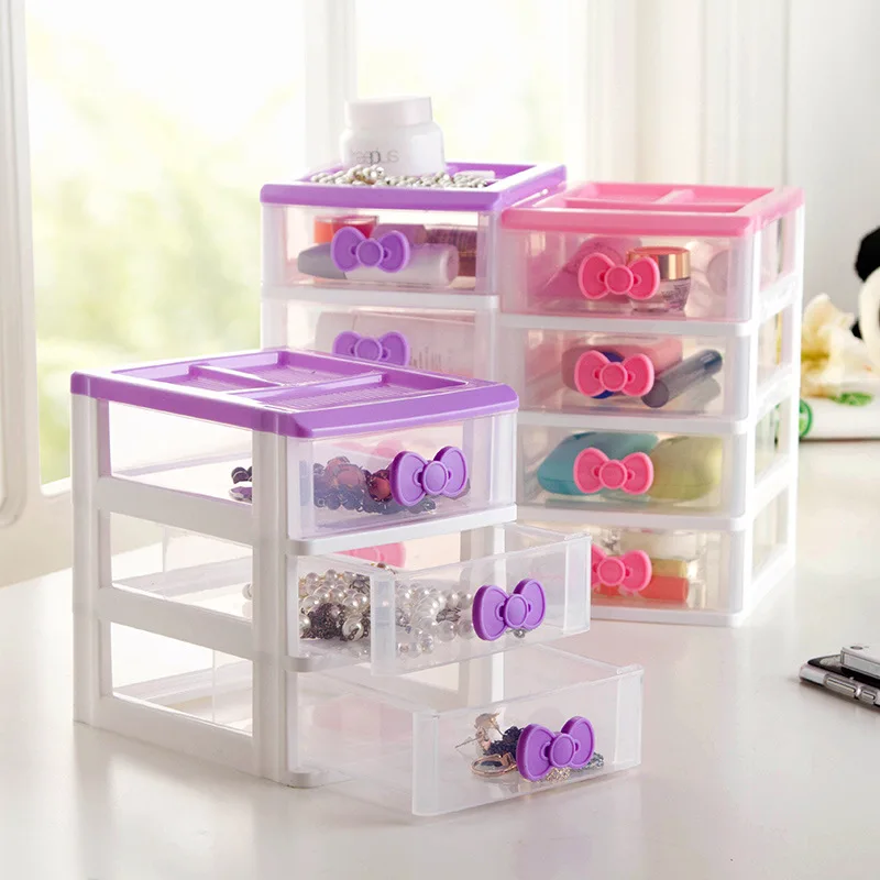 WBBOOMING Small Jewelry Storage Box Drawer Type Plastic Office Desktop Cosmetics Storage Box Multi-layer Storage Cabinet