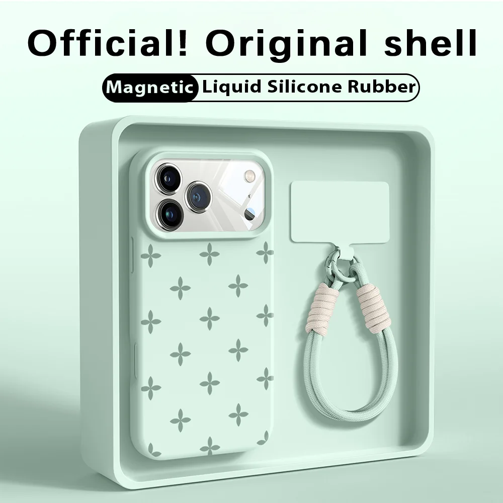 

Новый чехол для телефона из жидкого силикона, подходит для iPhone 17 Pro Max/16 Pro Max/15 Pro Max/14 Pro/13 Pro Max, дизайн ремешка с защитой от падения