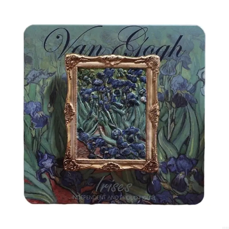H8WB Decorative Iron Fridge Magnets Features Oil Painting Design Frame Enhancing Living And Work Area Decoration